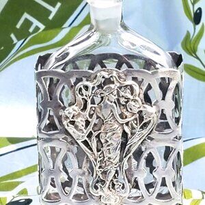 Ari D Norman London ART DECO .925 STERLING PERFUME BOTTLE on GLASS 3.5H x 3/4W